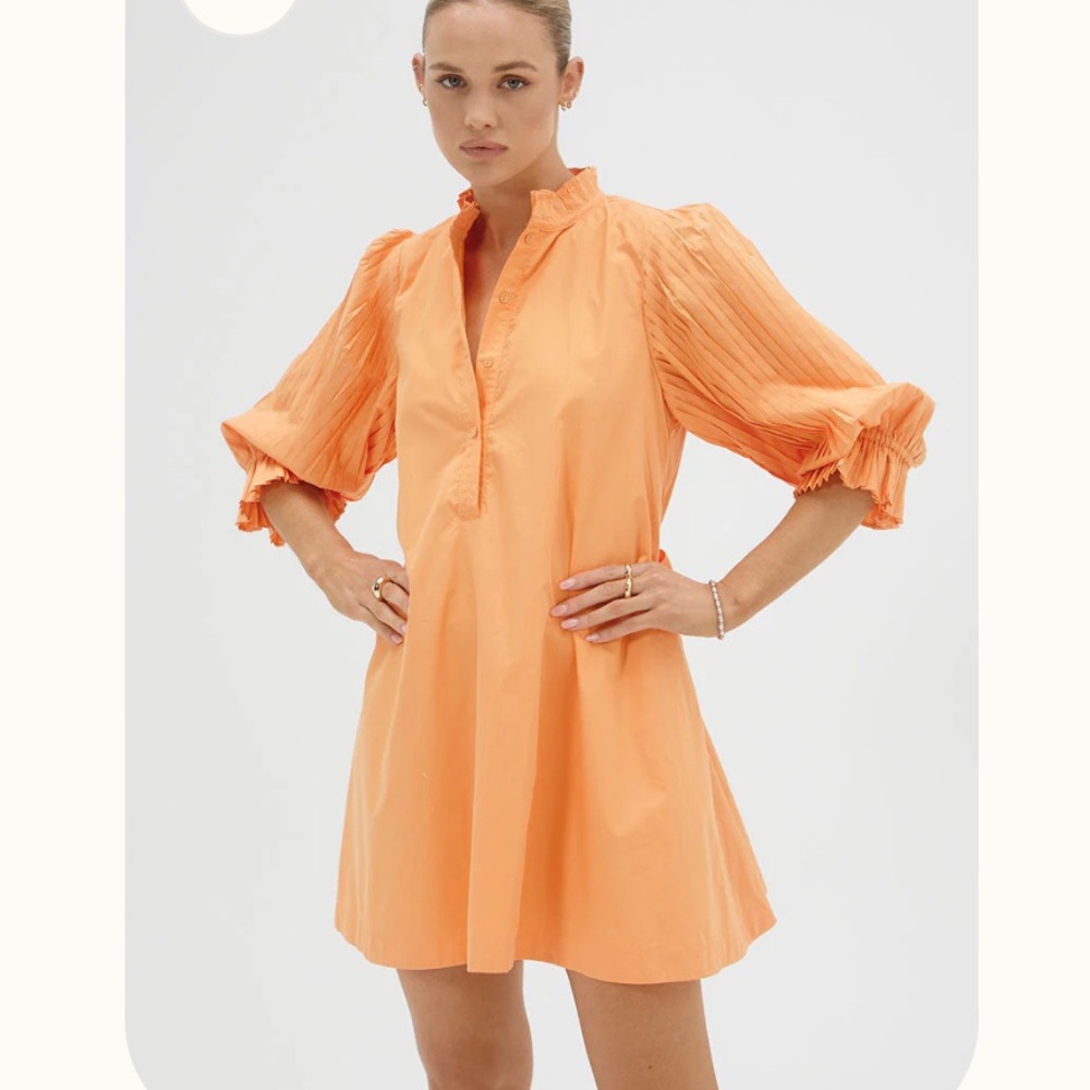 SOVERE FOCUS PLEAT SMOCK DRESS - PAPAYA